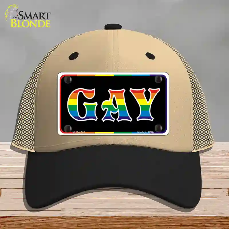 Gay Novelty License Plate Hat Mesh / Khaki|Black