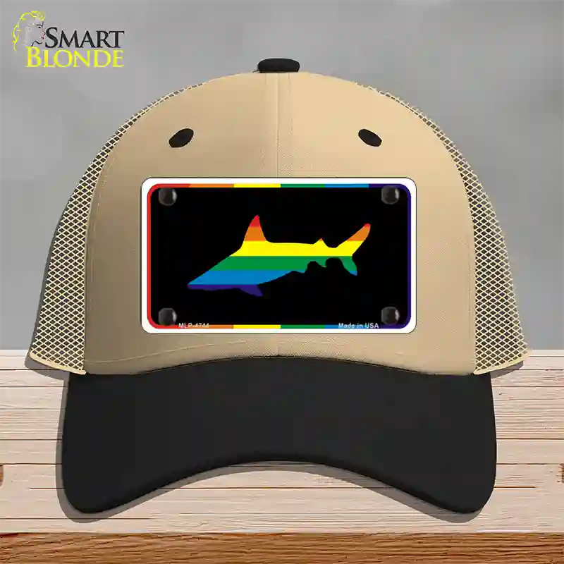 Shark Novelty License Plate Hat Mesh / Khaki|Black