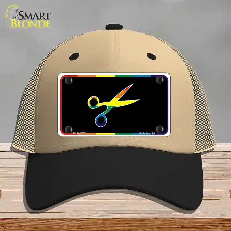 Scissors Novelty License Plate Hat Mesh / Khaki|Black