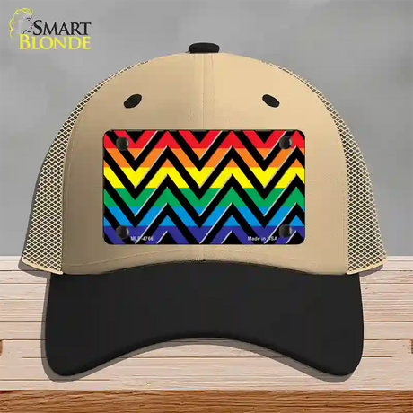 Rainbow Black Chevron Novelty License Plate Hat Mesh / Khaki|Black