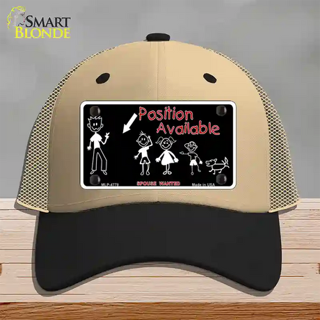 Position Available Novelty License Plate Hat Mesh / Khaki|Black