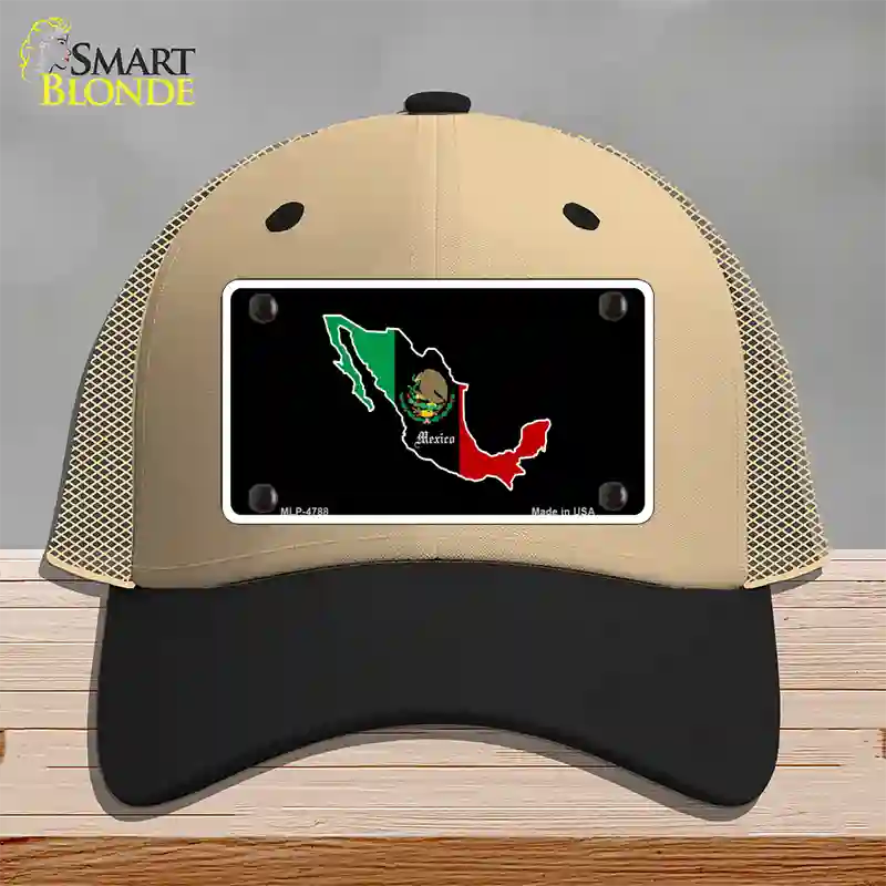 Mexico Outline Novelty License Plate Hat Mesh / Khaki|Black