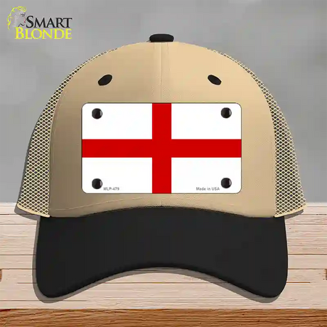 England Flag Novelty License Plate Hat Mesh / Khaki|Black