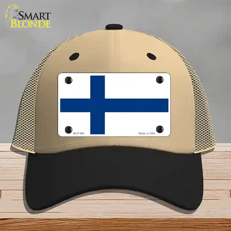 Finland Flag Novelty License Plate Hat Mesh / Khaki|Black