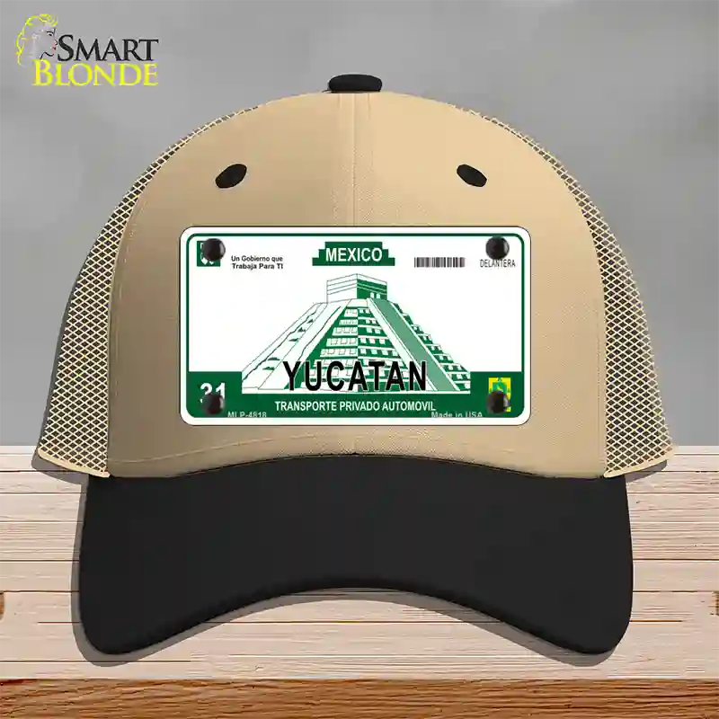 Yucatan Mexico Novelty License Plate Hat Mesh / Khaki|Black