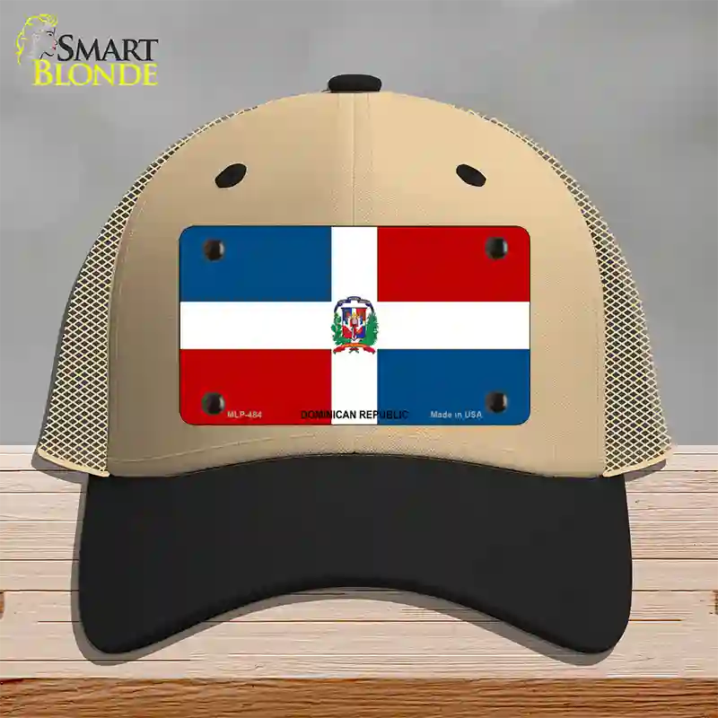 Dominican Republic Flag Novelty License Plate Hat Mesh / Khaki|Black