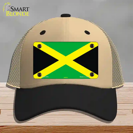 Jamaica Flag Novelty License Plate Hat Mesh / Khaki|Black