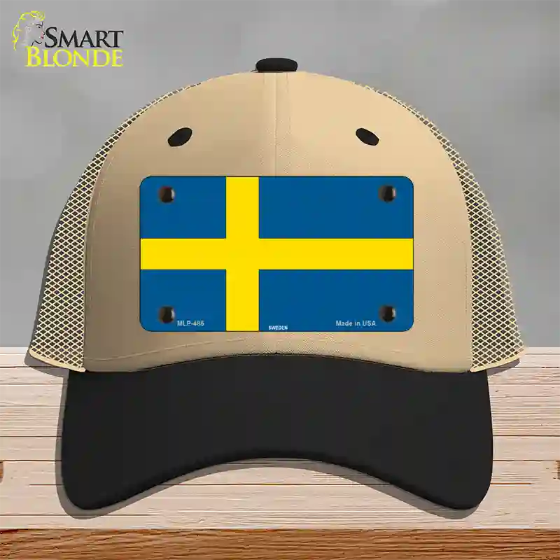 Sweden Flag Novelty License Plate Hat Mesh / Khaki|Black