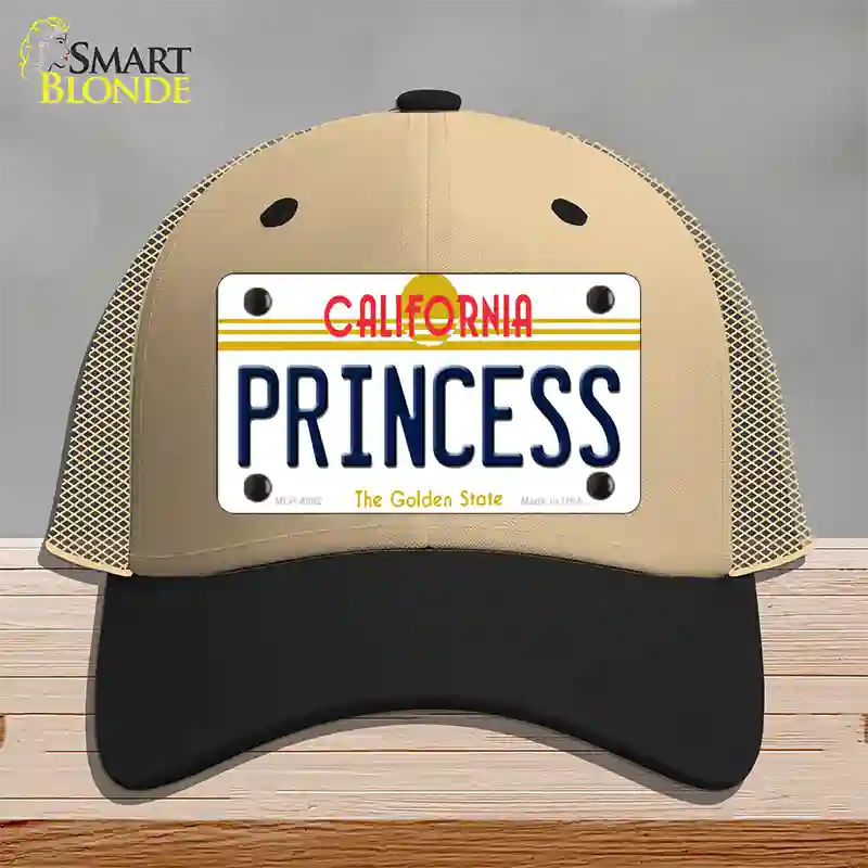 Princess California Novelty License Plate Hat Mesh / Khaki|Black