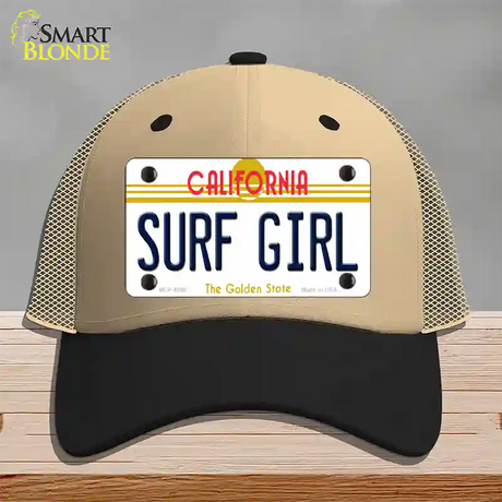 Surf Girl California Novelty License Plate Hat Mesh / Khaki|Black