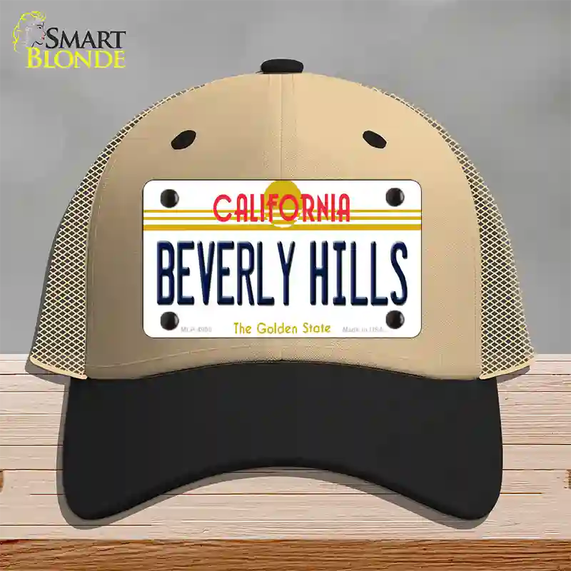 Beverly Hills California Novelty License Plate Hat Mesh / Khaki|Black