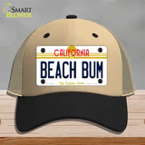 Beach Bum California Novelty License Plate Hat Mesh / Khaki|Black