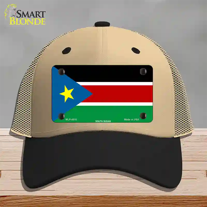 South Sudan Flag Novelty License Plate Hat Mesh / Khaki|Black