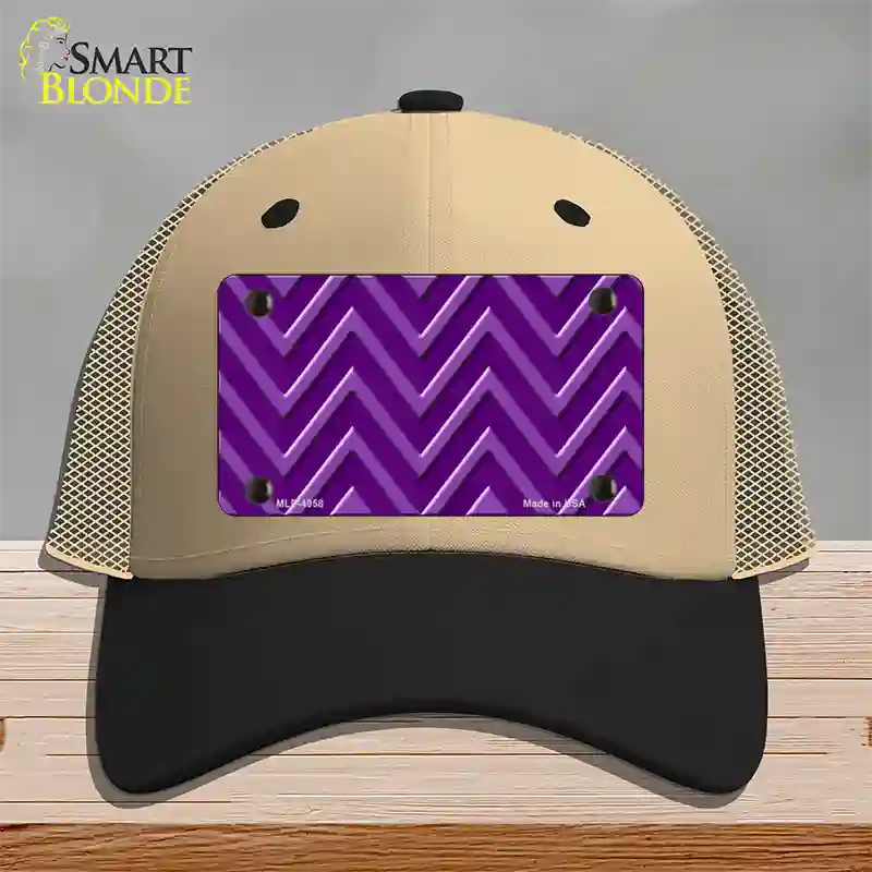 Purple Light Purple Large Chevron Novelty License Plate Hat Mesh / Khaki|Black