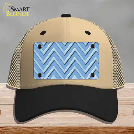 Light Blue Lighter Blue Large Chevron Novelty License Plate Hat Mesh / Khaki|Black