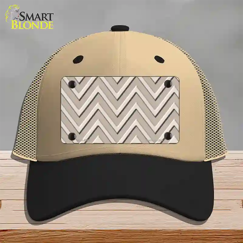 Tan Light Tan Large Chevron Novelty License Plate Hat Mesh / Khaki|Black