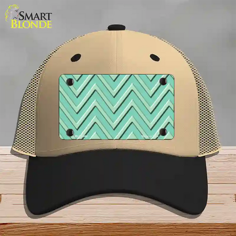 Mint Light Mint Large Chevron Novelty License Plate Hat Mesh / Khaki|Black