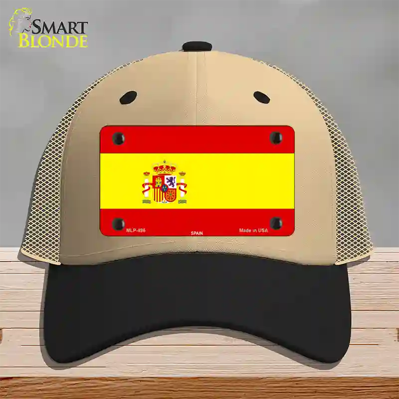 Spain Flag Novelty License Plate Hat Mesh / Khaki|Black