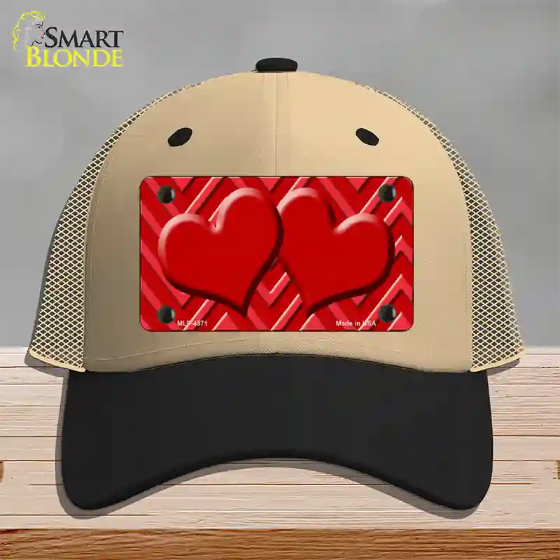 Red Light Red Heart Large Chevron Novelty License Plate Hat Mesh / Khaki|Black