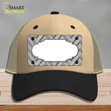 Grey Light Grey Scallop Large Chevron Novelty License Plate Hat Mesh / Khaki|Black