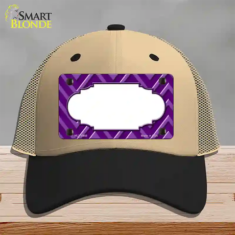 Purple Light Purple Scallop Large Chevron Novelty License Plate Hat Mesh / Khaki|Black