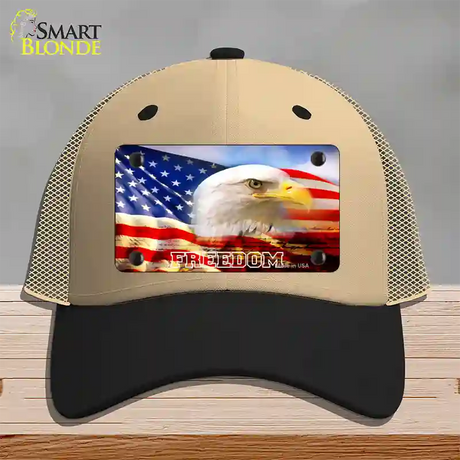 Freedom Bald Eagle Novelty License Plate Hat Mesh / Khaki|Black