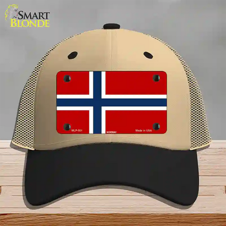 Norway Flag Novelty License Plate Hat Mesh / Khaki|Black