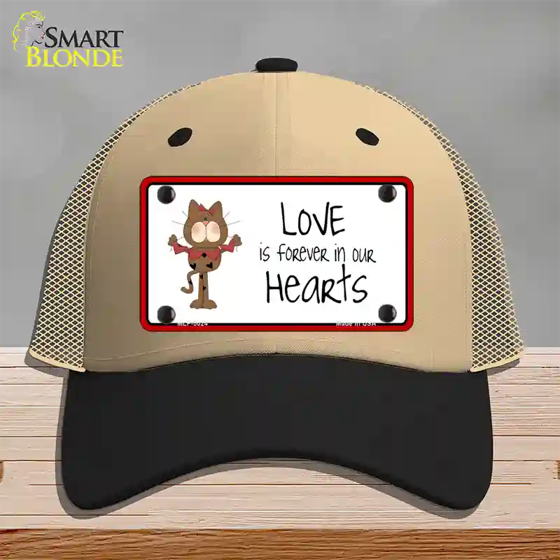 Love In Our Hearts Cat Novelty License Plate Hat Mesh / Khaki|Black