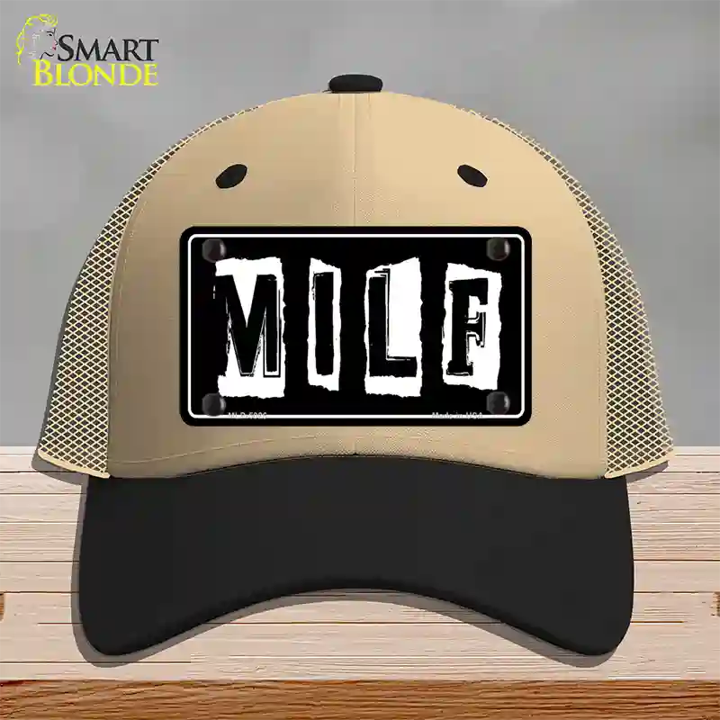 M.I.L.F Black Novelty License Plate Hat Mesh / Khaki|Black