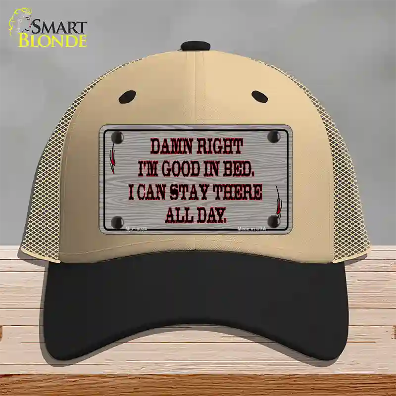 Im Good In Bed Novelty License Plate Hat Mesh / Khaki|Black