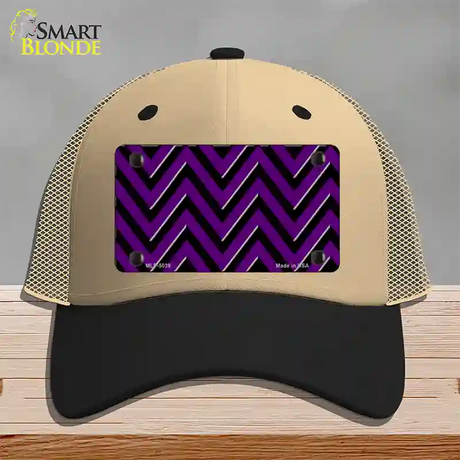 Purple Black Chevron Novelty License Plate Hat Mesh / Khaki|Black