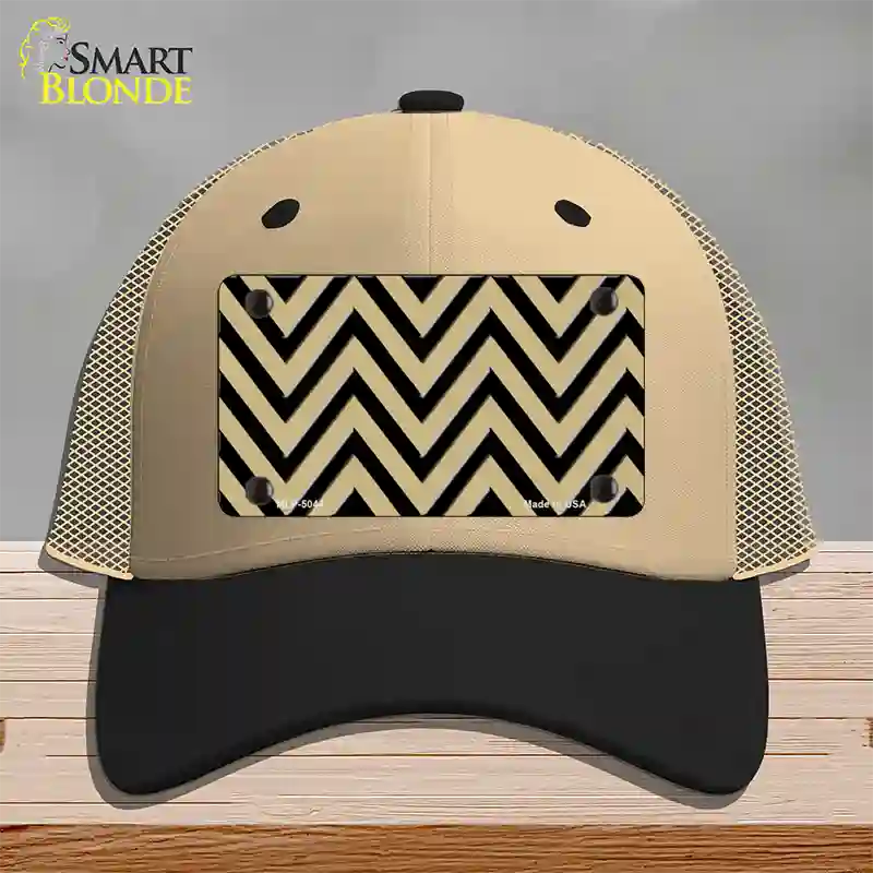 Gold Black Chevron Novelty License Plate Hat Mesh / Khaki|Black