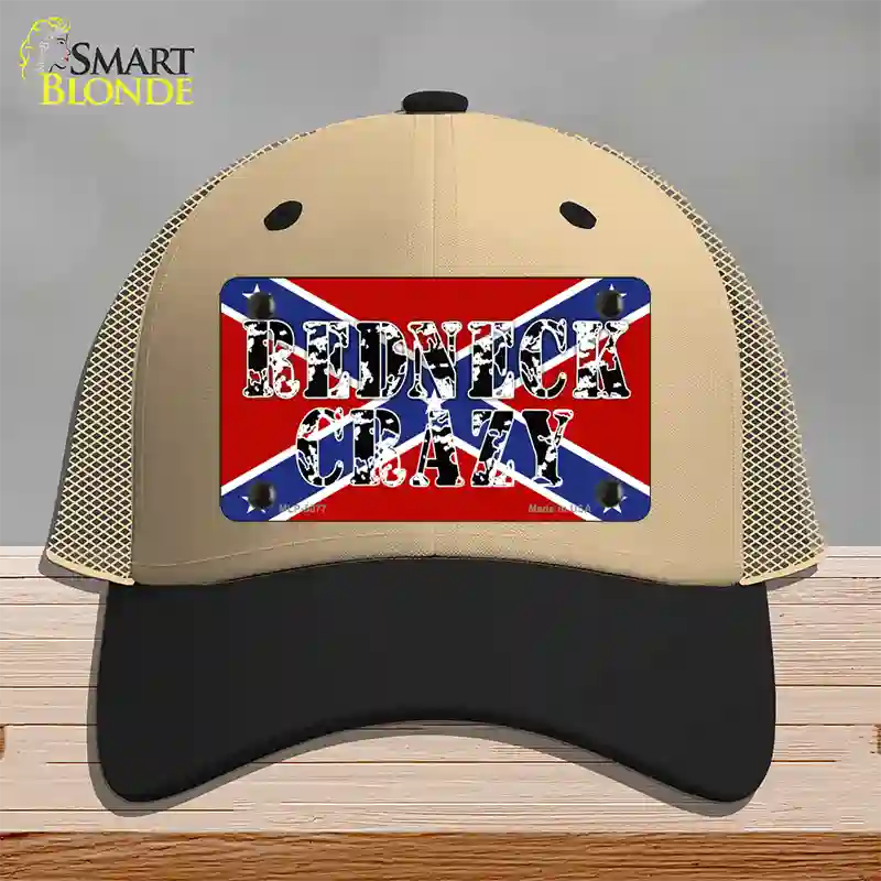 Redneck Crazy Novelty License Plate Hat Mesh / Khaki|Black