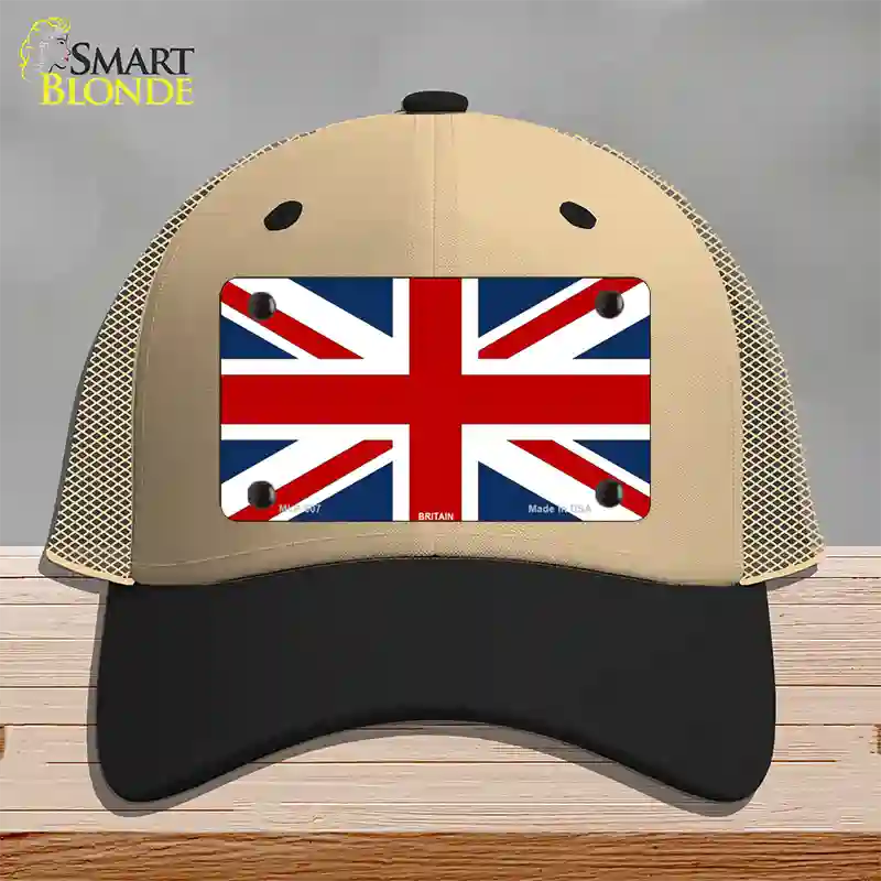 Britain Flag Novelty License Plate Hat Mesh / Khaki|Black