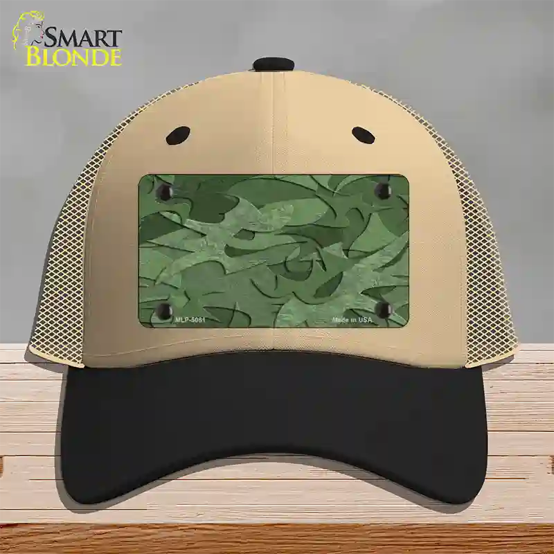 Green Camouflage Novelty License Plate Hat Mesh / Khaki|Black