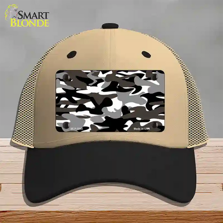 Black And White Camouflage Novelty License Plate Hat Mesh / Khaki|Black