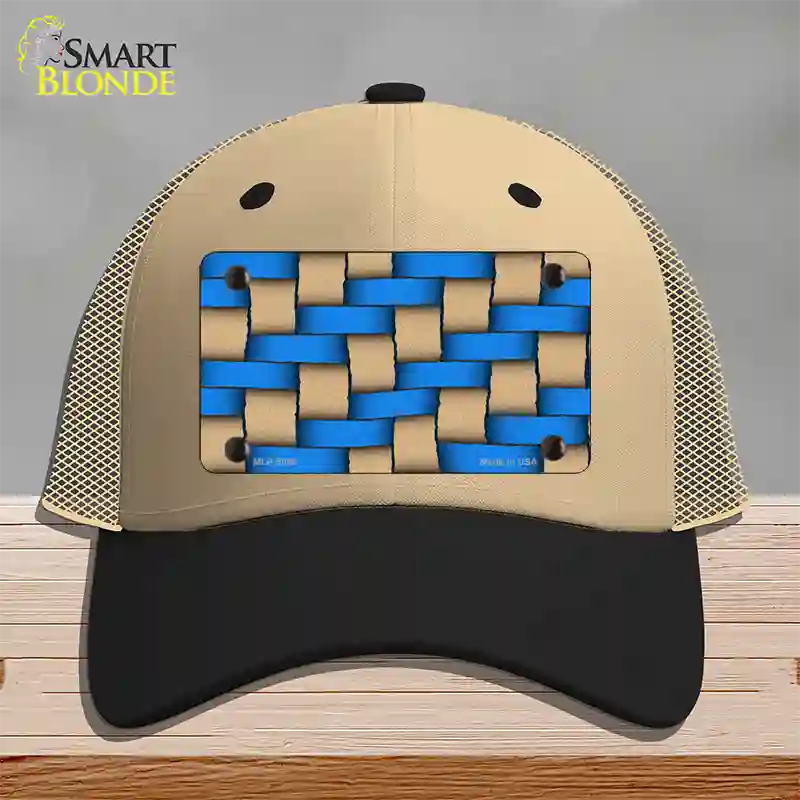 Weave Blue & Tan Novelty License Plate Hat Mesh / Khaki|Black