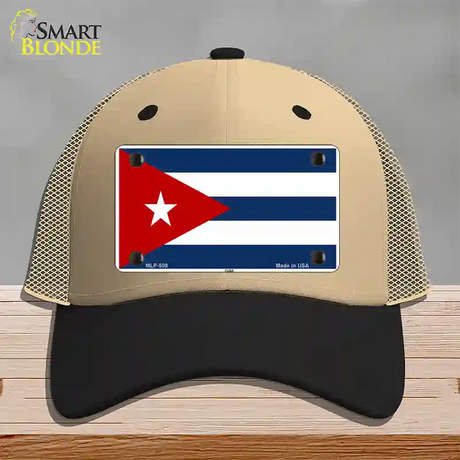 Cuba Flag Novelty License Plate Hat Mesh / Khaki|Black