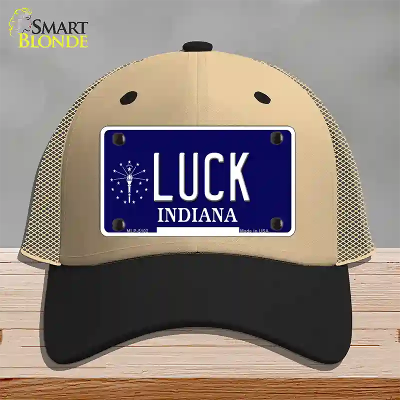 Luck Indiana State Novelty License Plate Hat Mesh / Khaki|Black