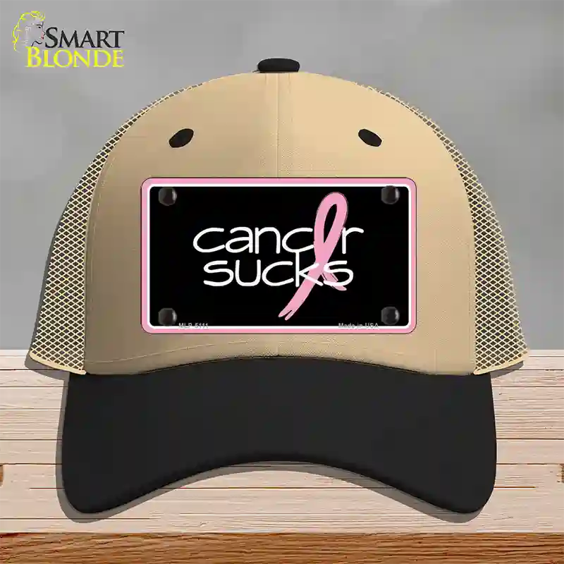 Cancer Sucks Novelty License Plate Hat Mesh / Khaki|Black