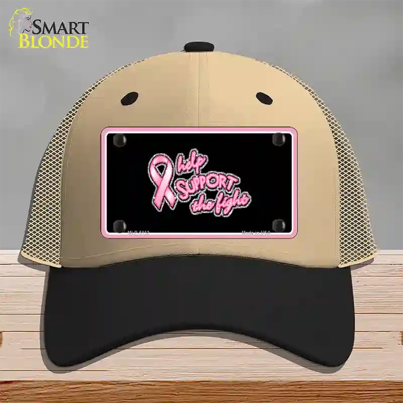 Help Support The Fight Novelty License Plate Hat Mesh / Khaki|Black