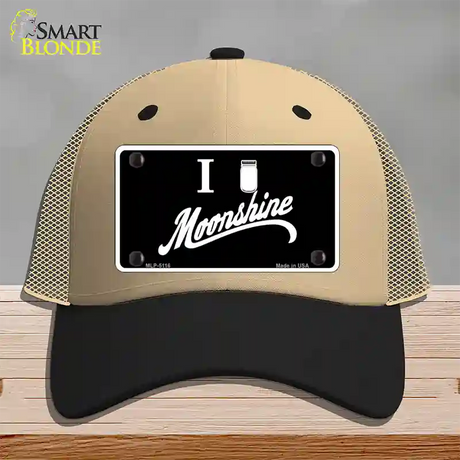 I Love Moonshine Novelty License Plate Hat Mesh / Khaki|Black