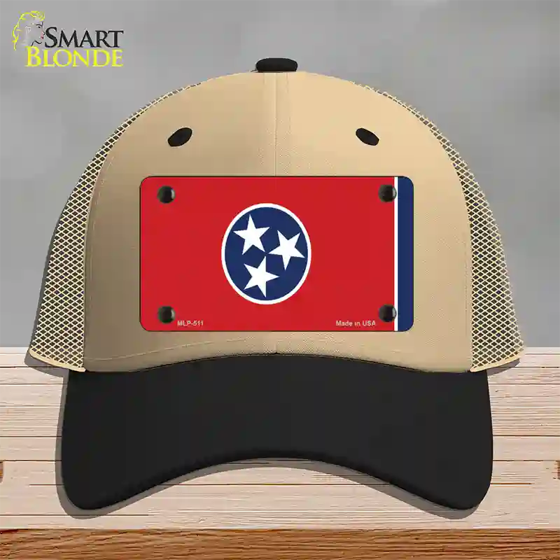 Tennessee State Flag Novelty License Plate Hat Mesh / Khaki|Black