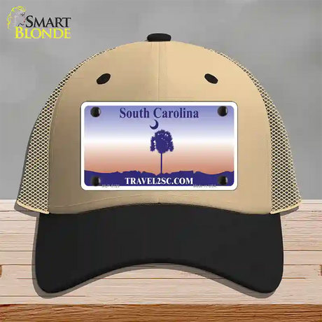 South Carolina Blank Novelty License Plate Hat Mesh / Khaki|Black