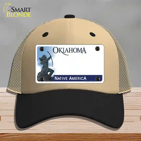 Oklahoma Native America State Blank Novelty License Plate Hat Mesh / Khaki|Black