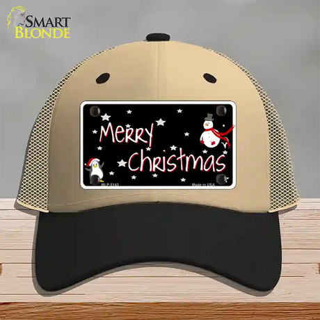 Merry Christmas Novelty License Plate Hat Mesh / Khaki|Black