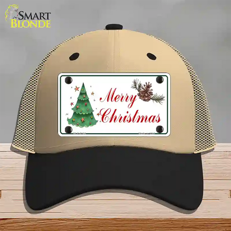 Merry Christmas Tree Novelty License Plate Hat Mesh / Khaki|Black