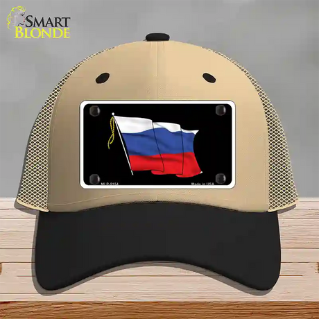 Russian Waving Flag Novelty License Plate Hat Mesh / Khaki|Black