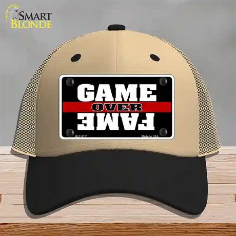 Game Over Fame Novelty License Plate Hat Mesh / Khaki|Black