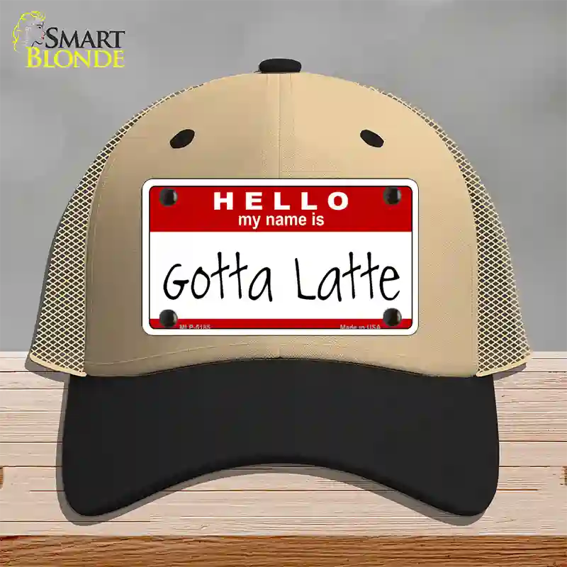 Gotta Latte Novelty License Plate Hat Mesh / Khaki|Black